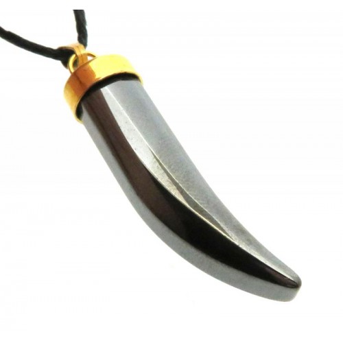 Hematite Gemstone Tooth Pendant